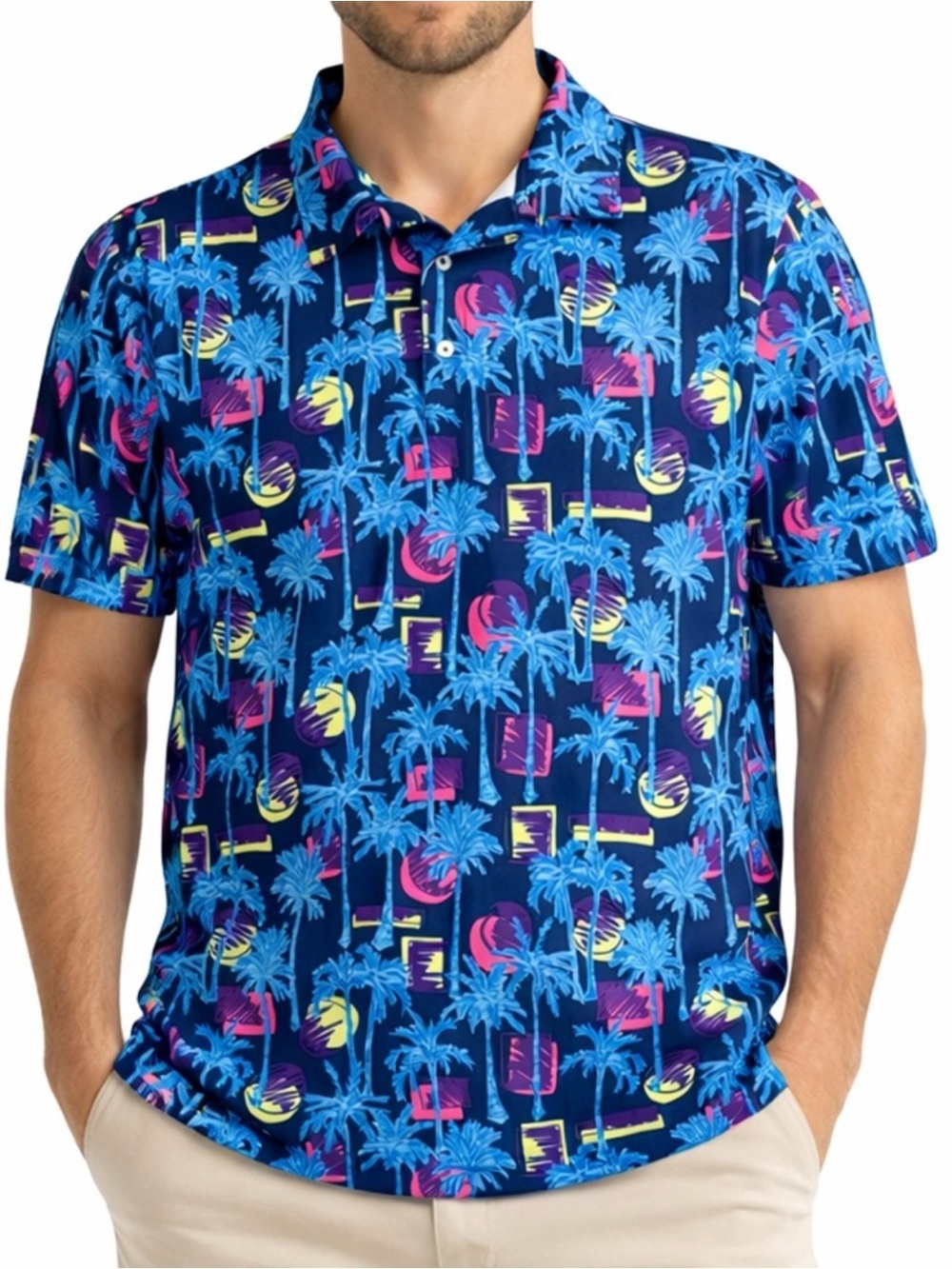 Chubbies Carnelian Chameleon Performance Polo Shirt Blue Men’s size Medium